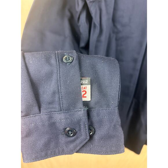 Carhartt FR Flame Resistant Twill Work Shirt Navy Blue L Tall - Picture 3 of 12
